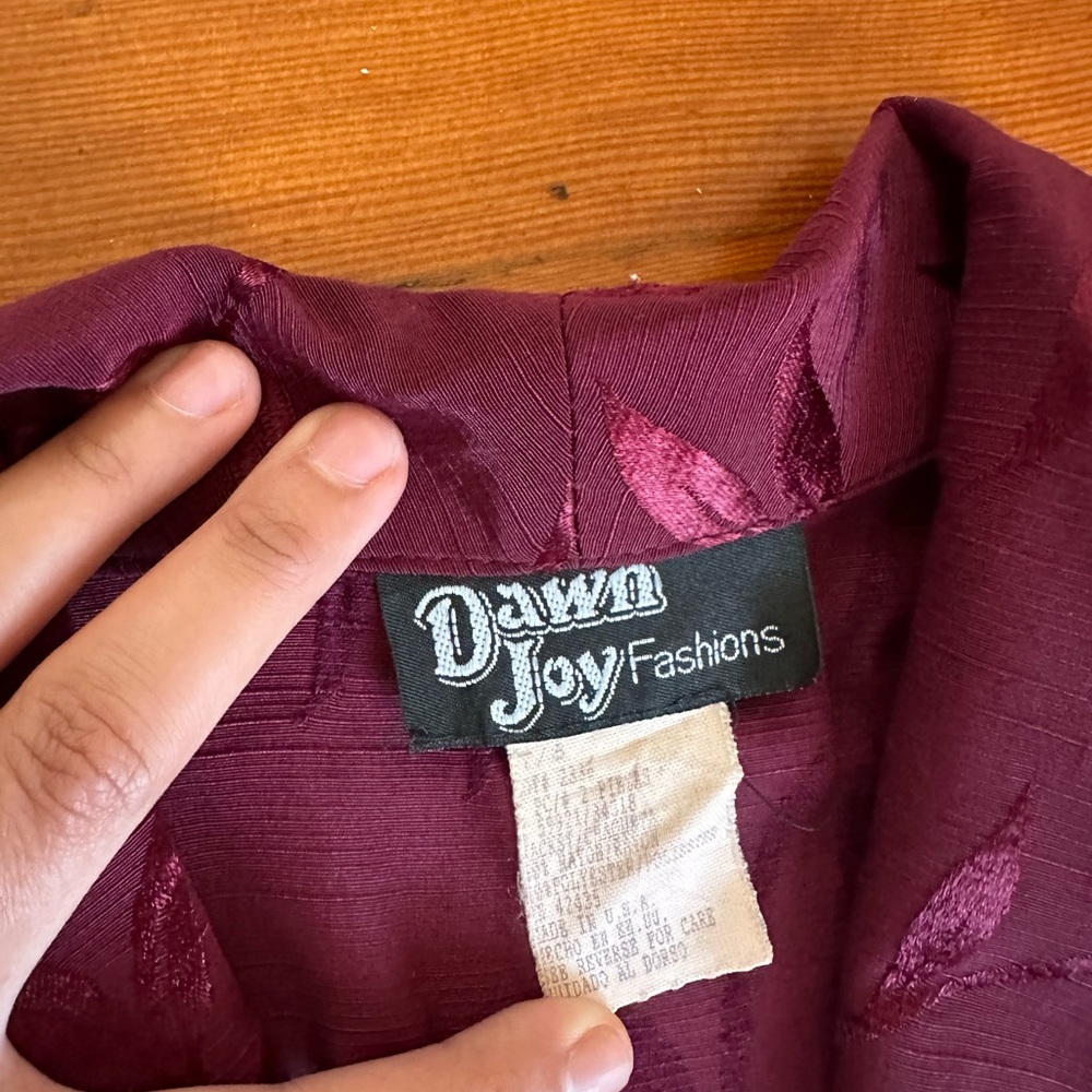 Vintage Burgundy Floral Blazer and Skirt Set from Dawn Joy Fashions - Picture 4 of 4